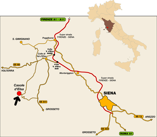 Location Map for Torre dei Serviti (San Gimignano - Siena)