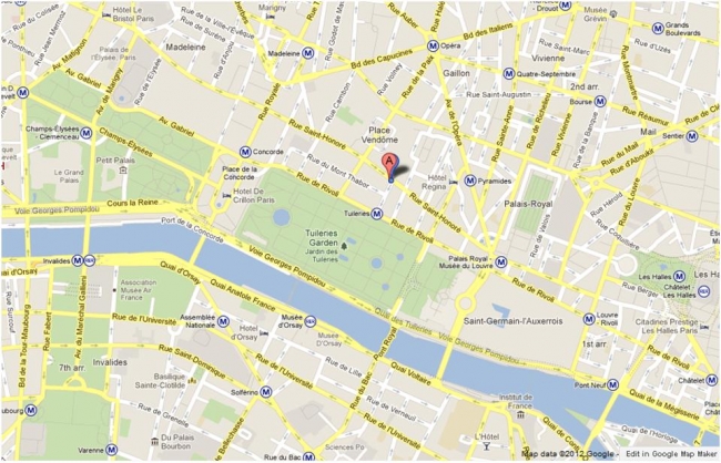 Location Map for Hotel Royal Saint Honore (1st)