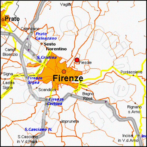 Location Map for Hotel Villa Fiesole (3 km from Florence)